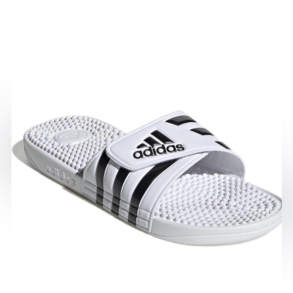 Adidas Adissage White and Black Slides Athletic New in Box - Picture 1 of 7
